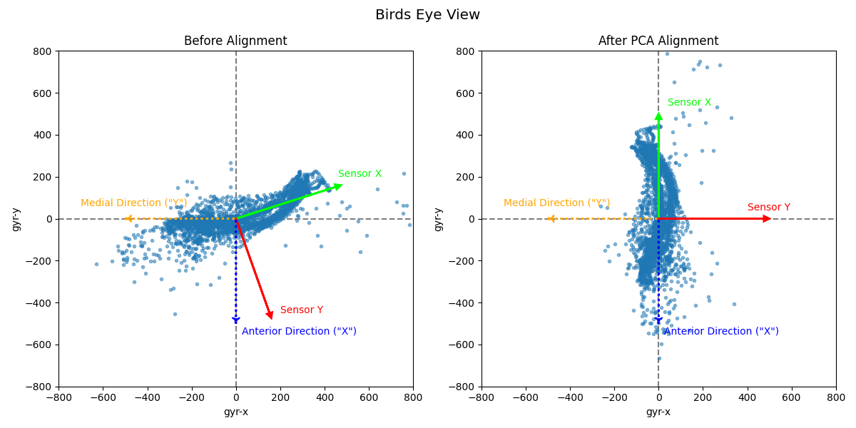 Birds Eye View, Before Alignment, After PCA Alignment